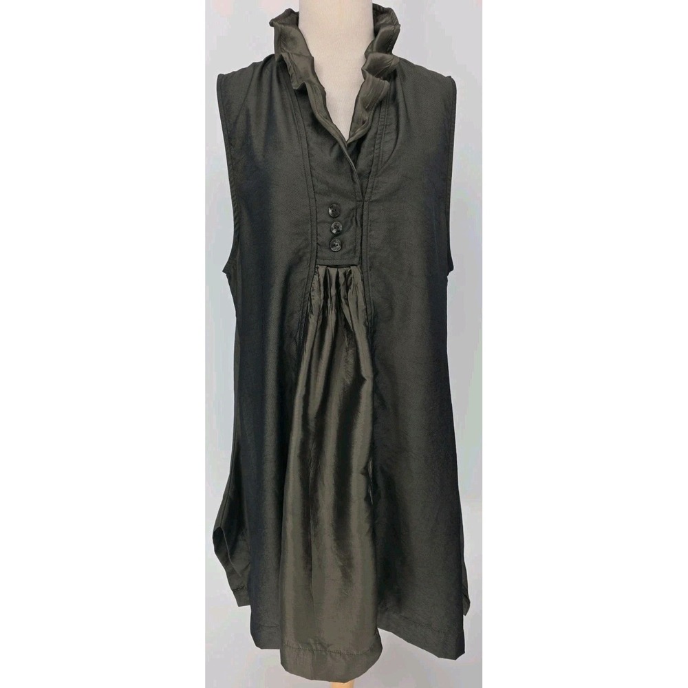 Women's Terra SJ Apparel Whimsigoth Dress Army  Green Metallic Wire Collar Large
